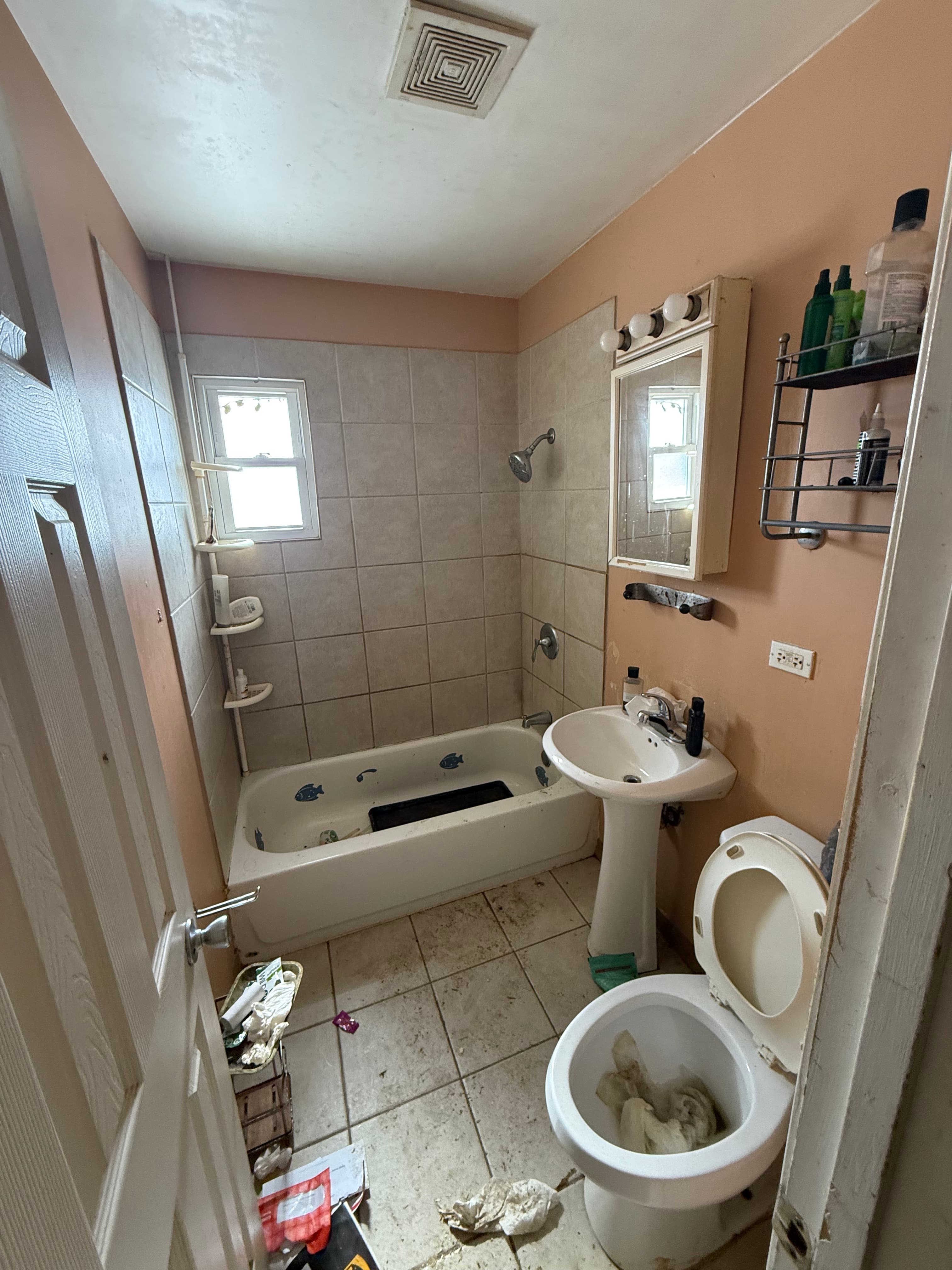Before photo from a bathroom updates project